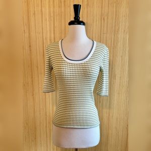 Veronica Beard Ribbed Zig-Zag Striped Short Sleeve Top